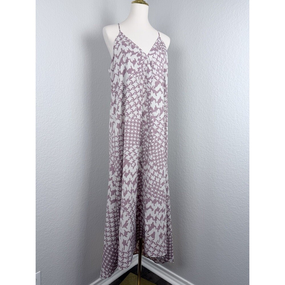 Tyche Woman's Dress Maxi Houndstooth Slip Mauve Size M